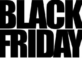 imagem com fundo branco e letras em cor preta escrito Black Friday