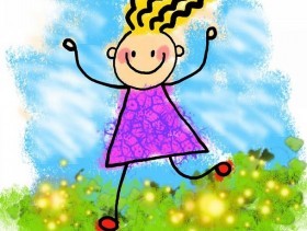 imagem extraída do google marcada para reutilização - pixabay.com - imagem de uma menina  com vestido em roxo e cabelo loiro com fundo em verde, amarelo e azul